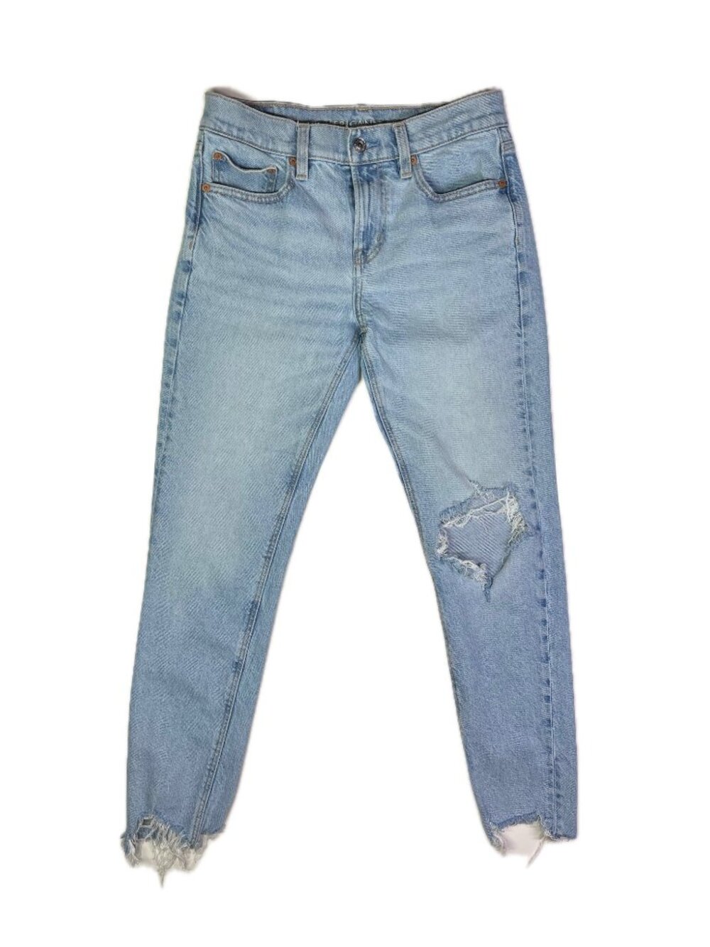 American Eagle Size 4 Regular '90s Skinny Blue Jeans Distressed Stretch